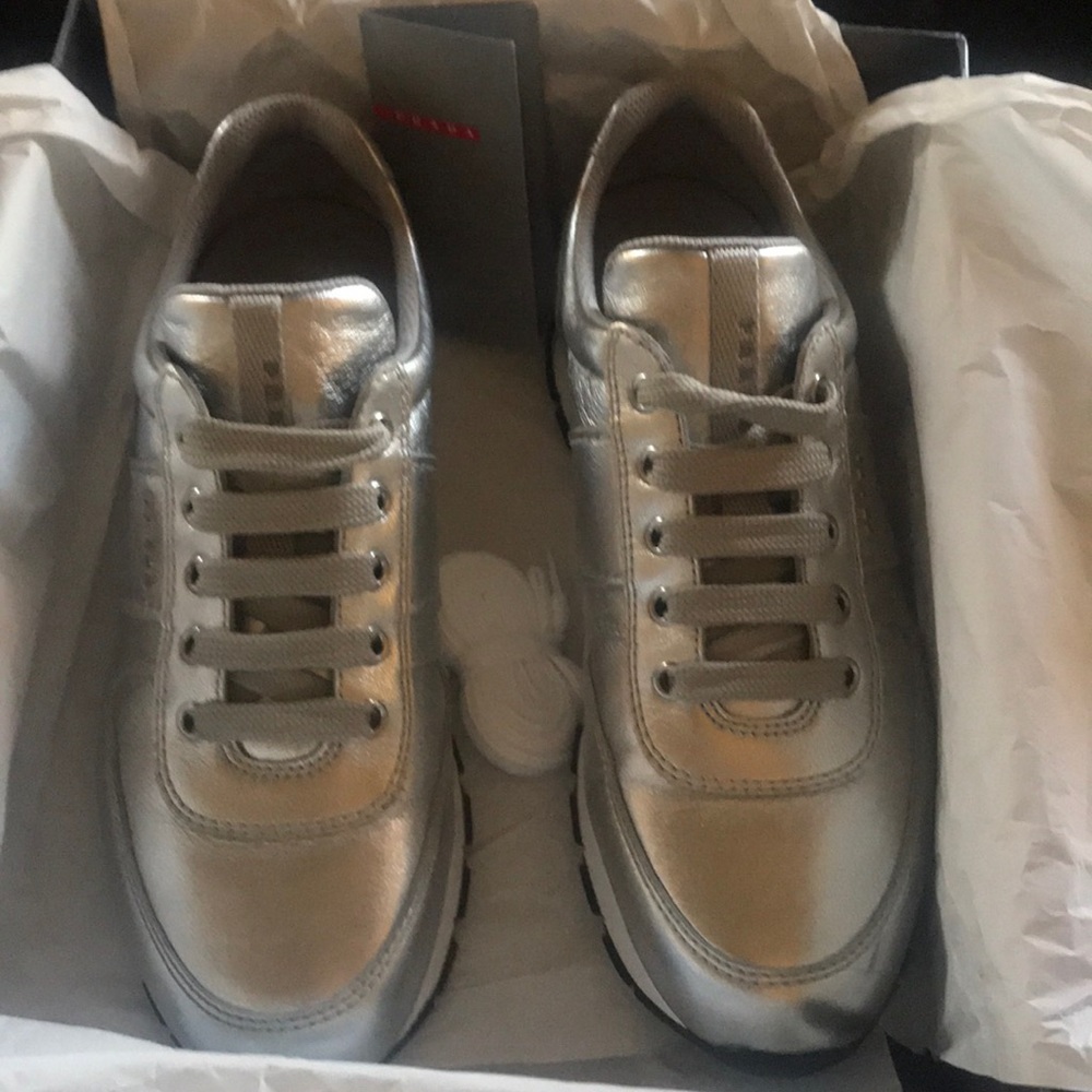 Prada Silver Sneakers - Picture 5 of 6